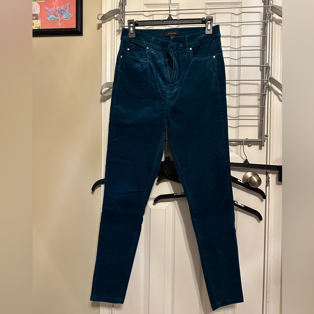 Ann Taylor Teal Corduroy/Velvet Trousers - Picture 2 of 8